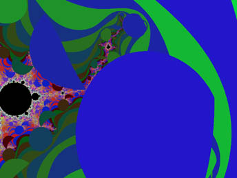 Magnification centered at (-0.1, i) shows particle interactions - click for larger view